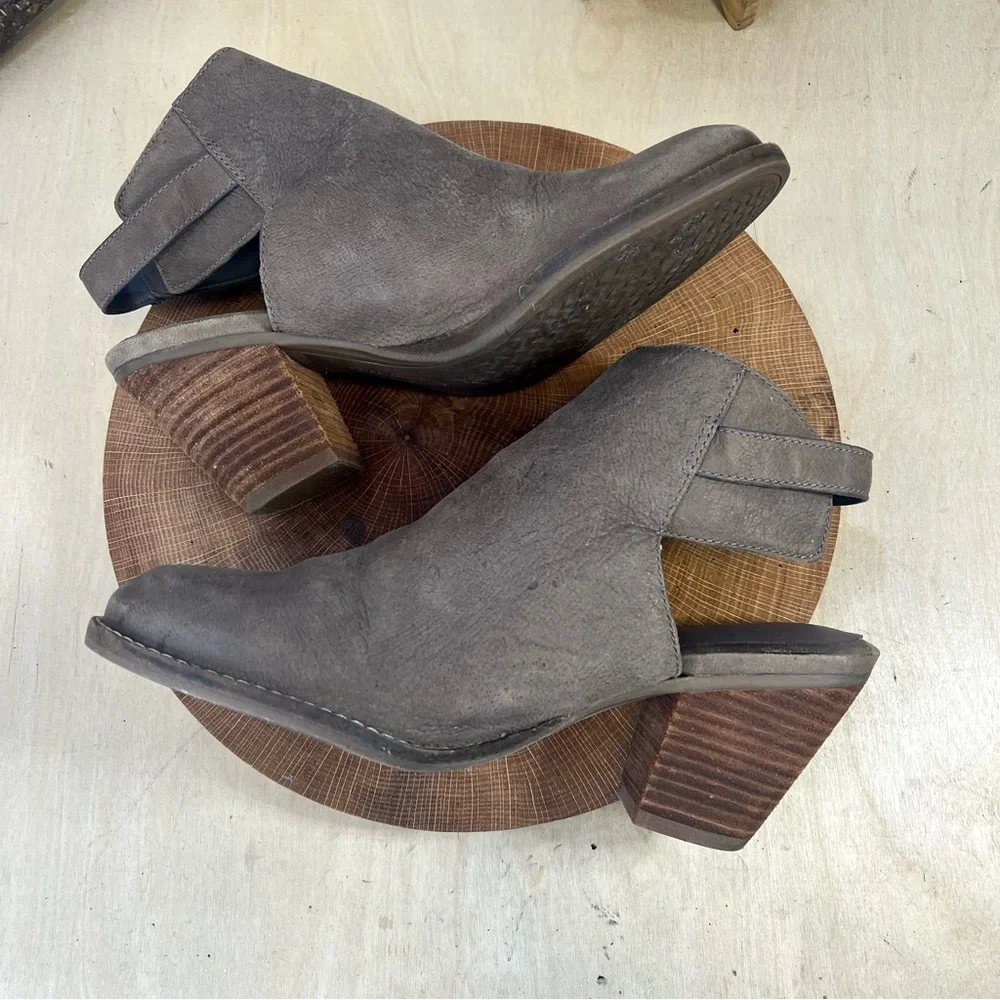 Cole Haan | Pippa Gray Leather Stacked Heel Slingback Booties Size 10